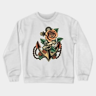 Anchor with Rose old school tattoo Crewneck Sweatshirt